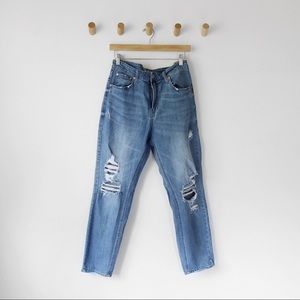 W I L D  F A B L E • Distressed High Rise Mom Jeans